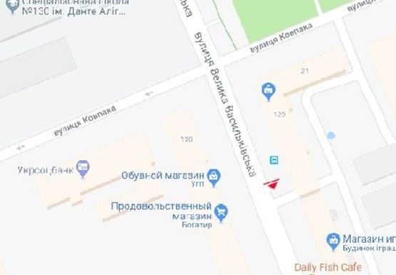 Схема рекламної площини за адресою Большая Васильковская ул., 129/21