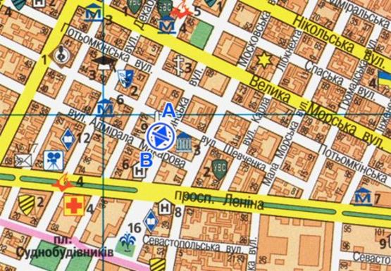 Схема рекламної площини за адресою Соборная ул. - Адмирала Макарова ст.