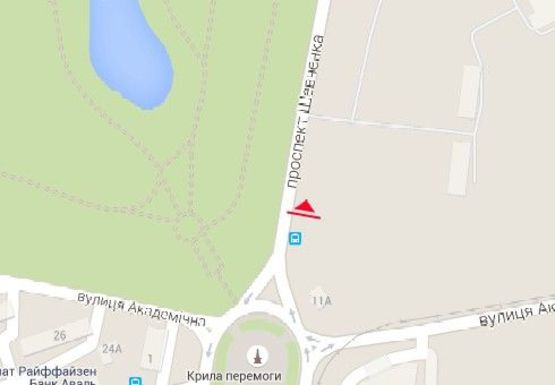 Схема рекламной плоскости по адресу Шевченко пр. - 10 Апреля пл.  (остановка)