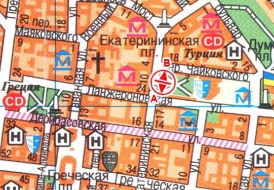 Схема рекламной плоскости по адресу Екатерининская ул., 7 Схема рекламной плоскости по адресу Екатерининская ул., 7