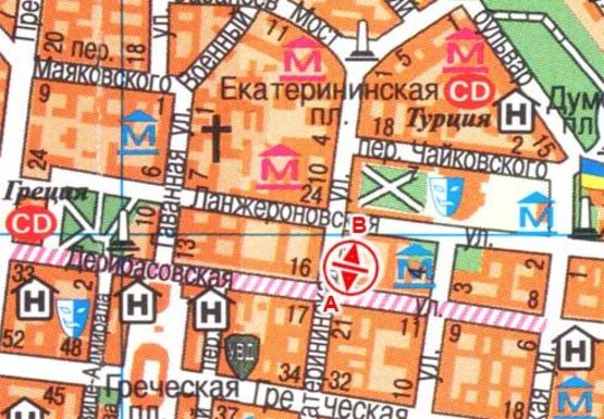 Схема рекламной плоскости по адресу Екатерининская ул., 17