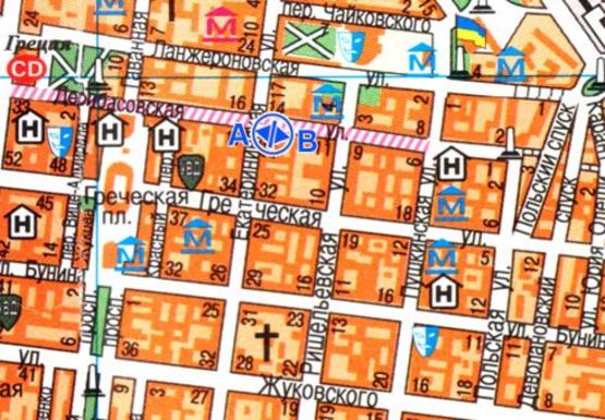 Схема рекламной плоскости по адресу Дерибасовская ул., 15