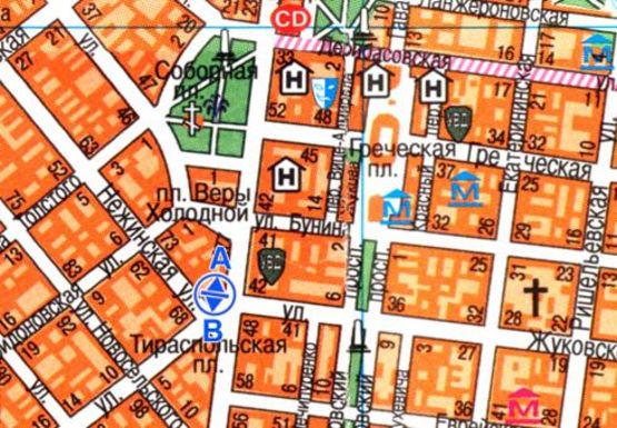 Схема рекламної площини за адресою Преображенская ул., 29 - Тираспольская ул.