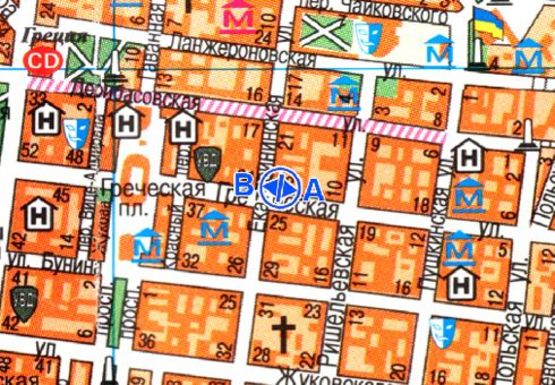 Схема рекламной плоскости по адресу Греческая ул., 32 - Екатерининская ул.