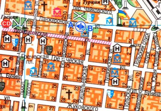 Схема рекламной плоскости по адресу Ланжероновская ул., 15 Схема рекламной плоскости по адресу Ланжероновская ул., 15