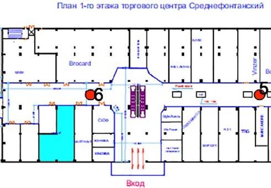 Схема рекламной плоскости по адресу ТЦ Fontan Sky холл №6А1