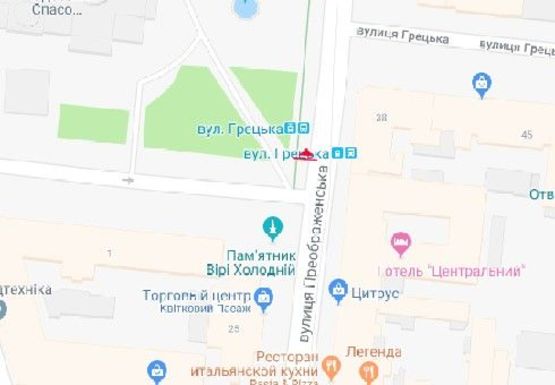 Схема рекламной плоскости по адресу Преображенская ул. (угол Соборной площади) А