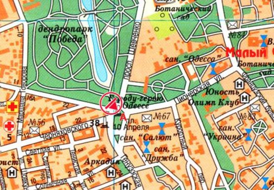 Схема рекламної площини за адресою 10-го Апреля пл., дендропарк "Победа"