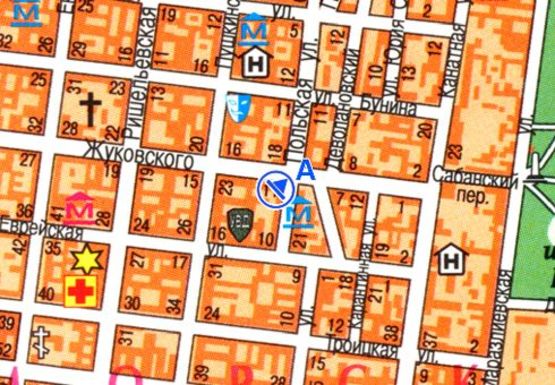 Схема рекламної площини за адресою Жуковского ул. - Польская ул. А4