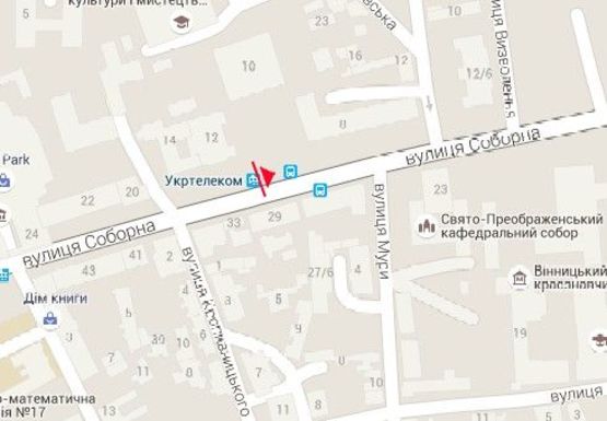 Схема рекламної площини за адресою Соборная ул. (Укртелеком)