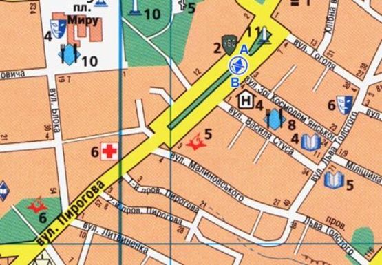 Схема рекламної площини за адресою Пирогова ул., 4 [№4]