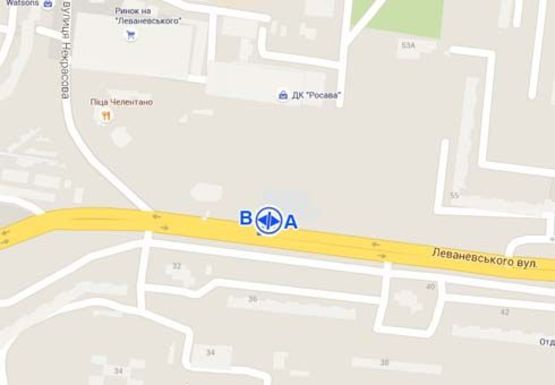 Схема рекламной плоскости по адресу Леваневского ул. -  Некрасова ул.