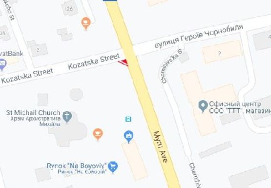 Схема рекламної площини за адресою Мира пр. - Козацька ул. Схема рекламної площини за адресою Мира пр. - Козацька ул.