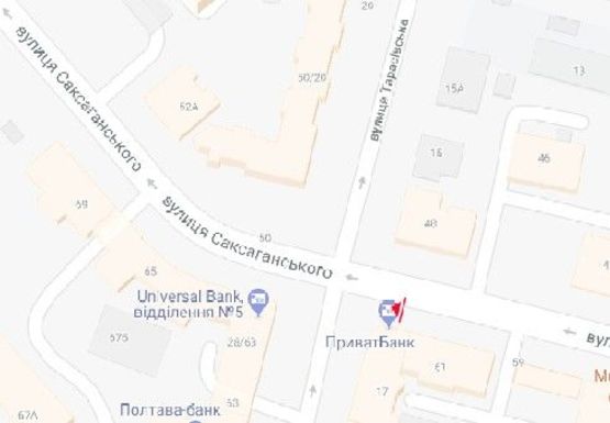 Схема рекламної площини за адресою Саксаганского ул., 61