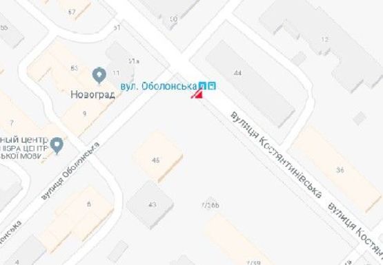 Схема рекламной плоскости по адресу Константиновская ул. - Оболонская ул., 45