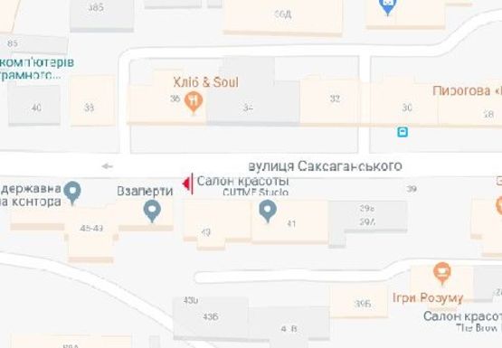 Схема рекламной плоскости по адресу Саксаганского ул., 36 (напротив)