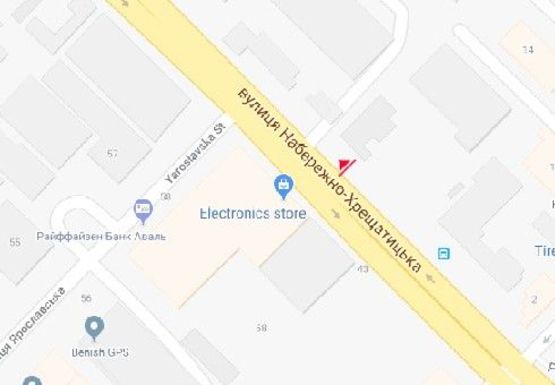 Схема рекламной плоскости по адресу Набережно-Крещатицкая ул., 58 (напротив)