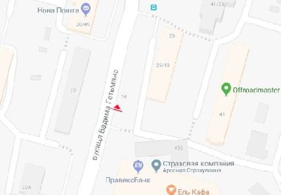 Схема рекламной плоскости по адресу Вадима Гетьмана ул., 23 Схема рекламной плоскости по адресу Вадима Гетьмана ул., 23