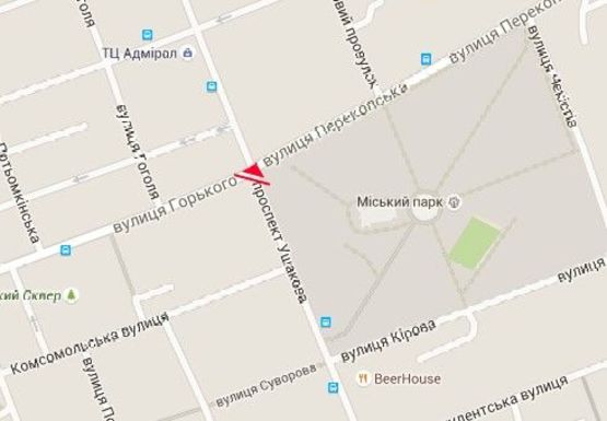 Схема рекламної площини за адресою Ушакова пр. - Театральная ул. Схема рекламної площини за адресою Ушакова пр. - Театральная ул.