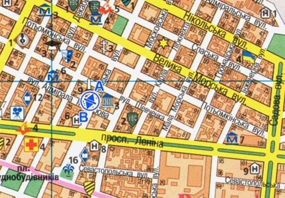 Схема рекламной плоскости по адресу Соборная ул. - Адмирала Макарова ул.