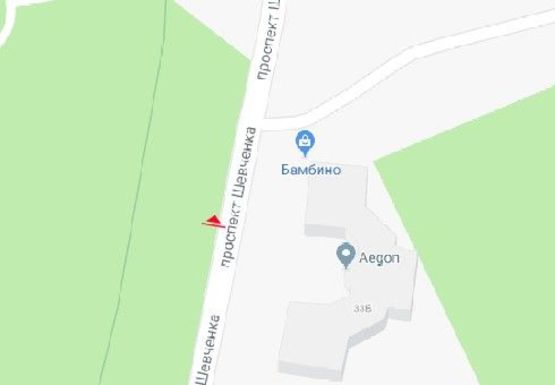 Схема рекламной плоскости по адресу Шевченко пр., парк "Победа" (остановка Дворец спорта из центра)