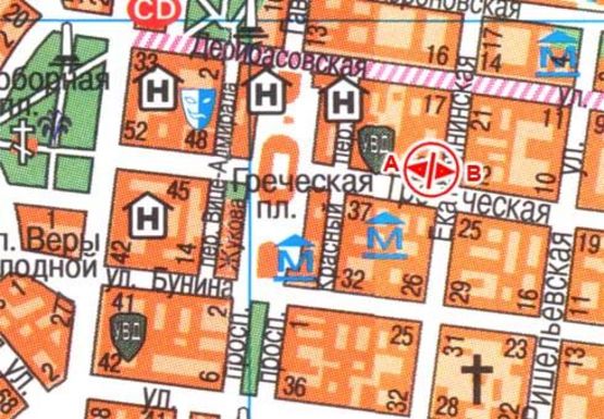 Схема рекламной плоскости по адресу Греческая ул., 34