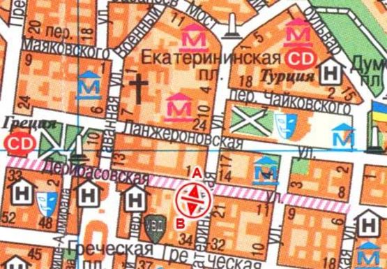 Схема рекламной плоскости по адресу Екатерининская ул., 16