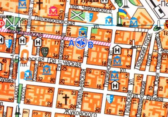 Схема рекламной плоскости по адресу Дерибасовская ул., 11