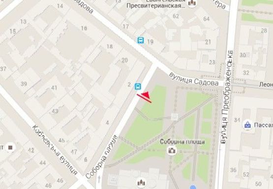 Схема рекламної площини за адресою Соборная пл. - Садовая ул.