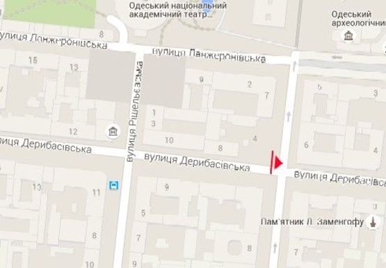 Схема рекламной плоскости по адресу Дерибасовская ул., 8 - Пушкинская ул.