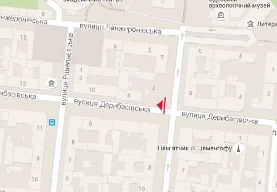 Схема рекламної площини за адресою Дерибасовская ул., 8 - Пушкинская ул.