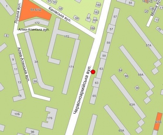 Схема рекламной плоскости по адресу ул.Героїв Майдану, 63 в центр Схема рекламной плоскости по адресу ул.Героїв Майдану, 63 в центр