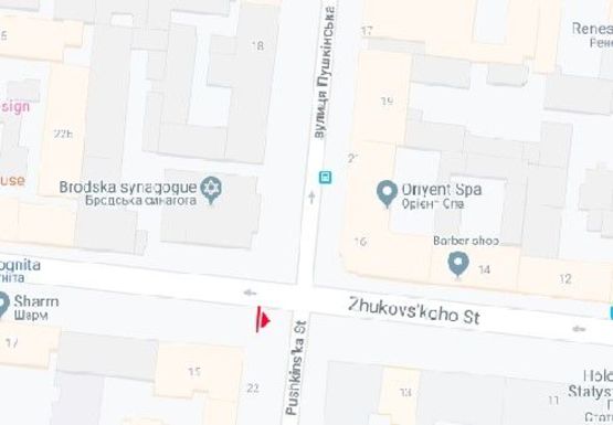 Схема рекламной плоскости по адресу Жуковского ул., 15 - Пушкинская ул.