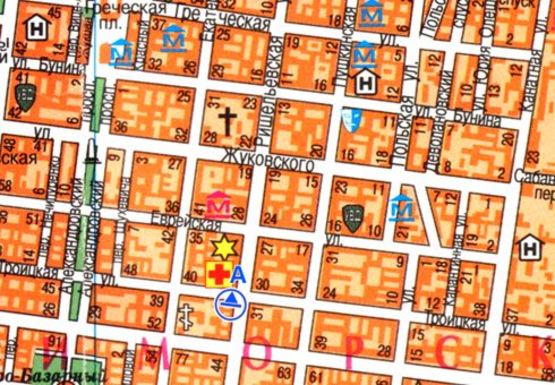 Схема рекламной плоскости по адресу Ришельевская ул., 36 -  Троицкая ул. Схема рекламной плоскости по адресу Ришельевская ул., 36 -  Троицкая ул.