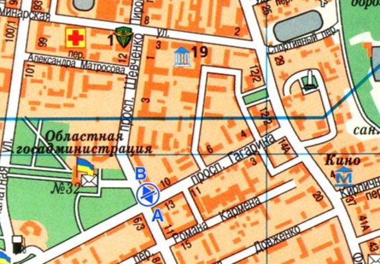 Схема рекламной плоскости по адресу Шевченко пр., 7 - Гагарина пр.