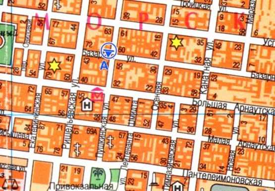 Схема рекламной плоскости по адресу Пушкинская ул., 50 - Базарная ул.