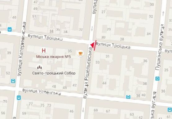 Схема рекламной плоскости по адресу Троицкая ул., 33 - Ришельевская ул.