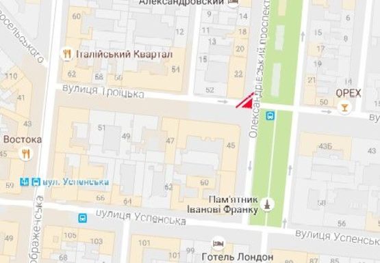 Схема рекламної площини за адресою Троицкая ул., 52