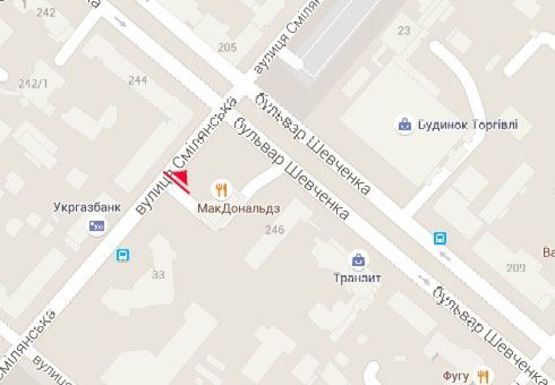 Схема рекламной плоскости по адресу Смелянская ул. - Шевченко б-р., McDonalds