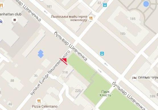 Схема рекламної площини за адресою Байды Вишневецкого ул. - Шевченко б-р. Схема рекламної площини за адресою Байды Вишневецкого ул. - Шевченко б-р.