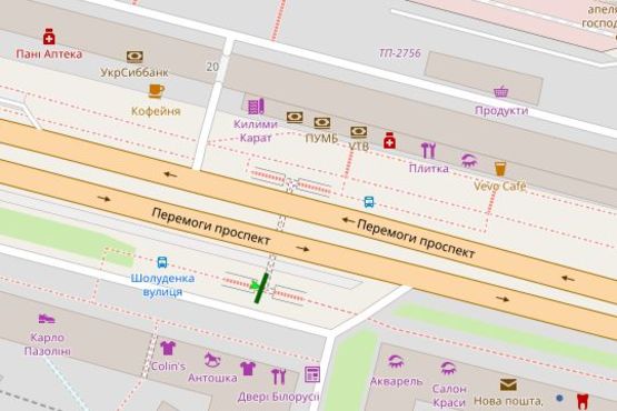 Схема рекламної площини за адресою Перемоги просп., , 17