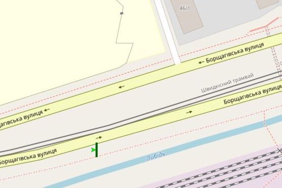 Схема рекламной плоскости по адресу Борщагівська вул., . 100 метрів від зупинки Політехнічний інститут