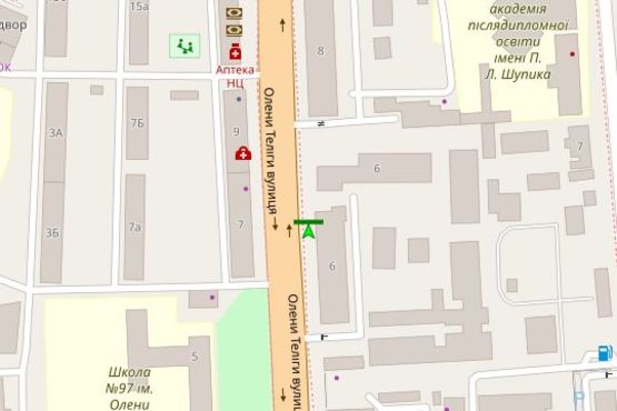 Схема рекламной плоскости по адресу Теліги Олени вул., 6