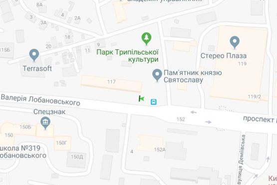 Схема рекламной плоскости по адресу Лобановського Валерія просп. (Червонозоряний просп.), 117 (в направл. Севастопольської пл.)