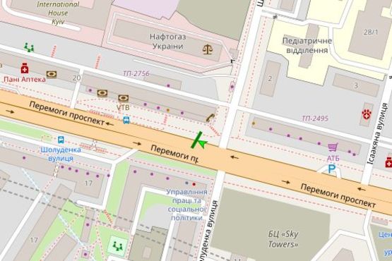 Схема рекламної площини за адресою Перемоги просп., , 20