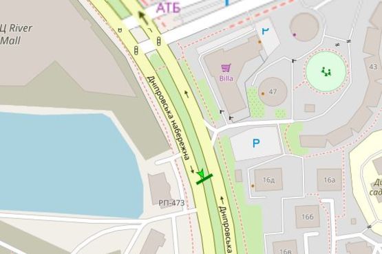 Схема рекламной плоскости по адресу Дніпровська наб., №14Д розподільник (в направл. Бажана) Схема рекламной плоскости по адресу Дніпровська наб., №14Д розподільник (в направл. Бажана)