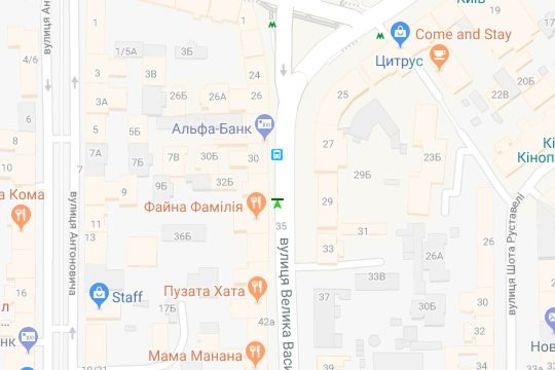 Схема рекламної площини за адресою Велика Васильківська вул., .32 А Схема рекламної площини за адресою Велика Васильківська вул., .32 А