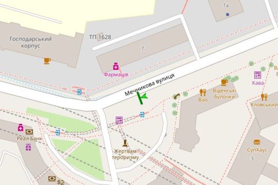 Схема рекламної площини за адресою Мечникова вул., 14/1