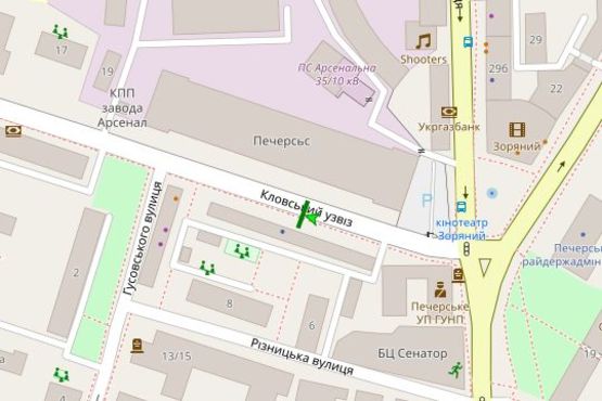 Схема рекламной плоскости по адресу Кловський узвіз, 24 №2