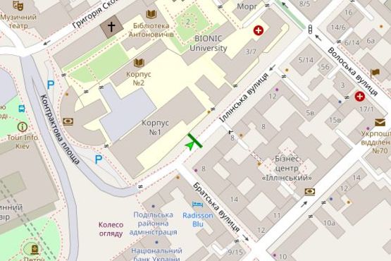 Схема рекламної площини за адресою Іллінська вул., 8 навпроти